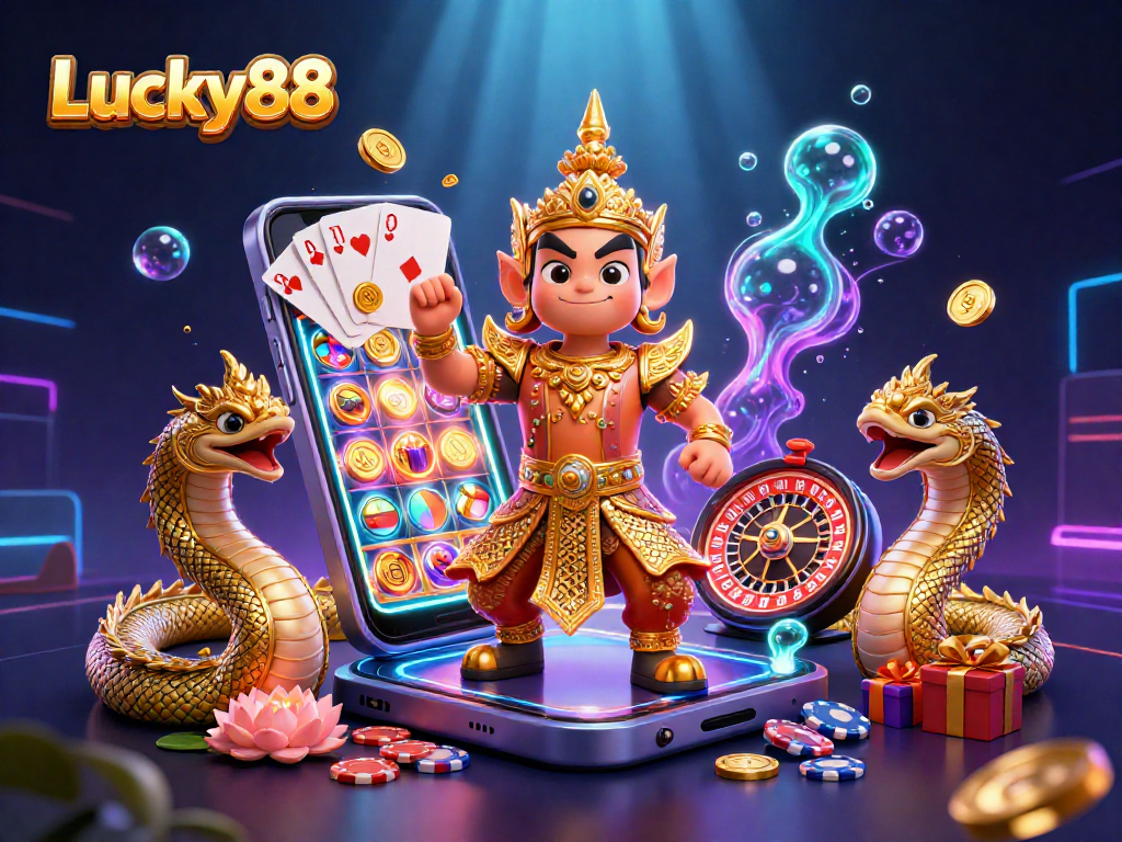 Play exciting slots and win big with Lucky88 at this vibrant online casino scene.